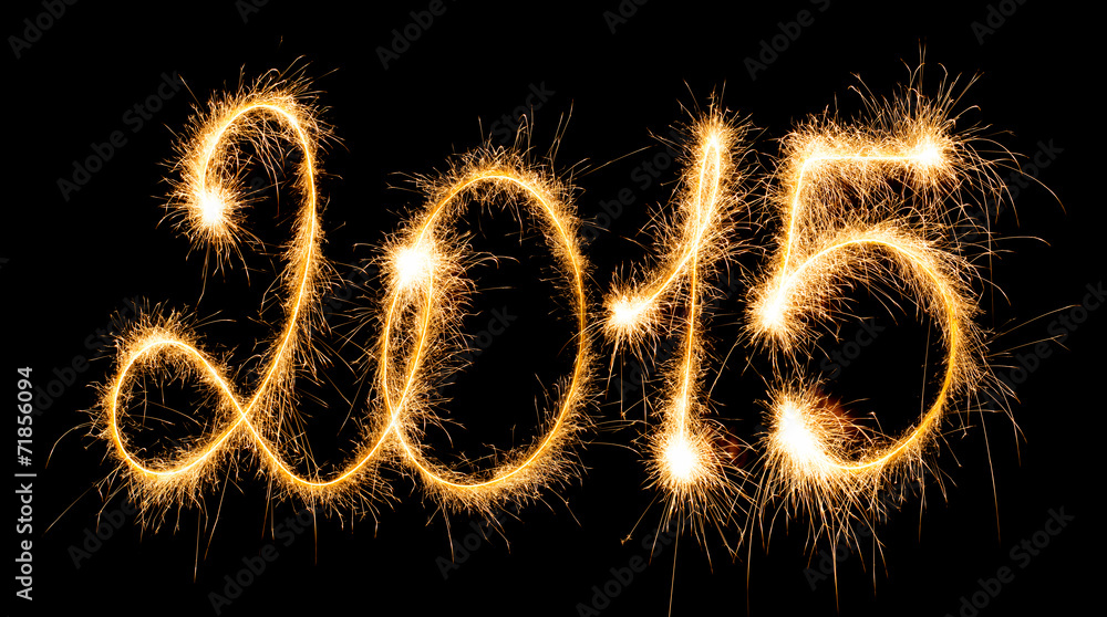 Happy New Year - 2015 with sparklers Happy New Year - 2015 with sparklers