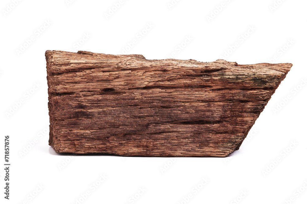 Piece of old wood isolated on white
