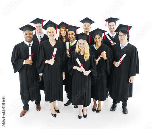 Graduates Students Holding Their Diploma photo