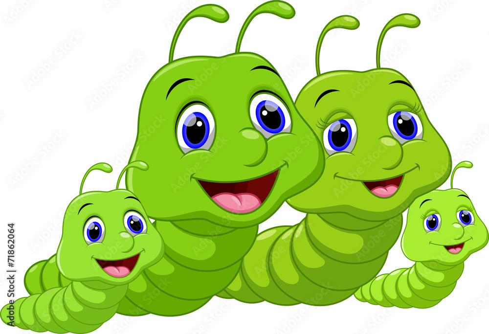 Obraz premium Cute family worm cartoon