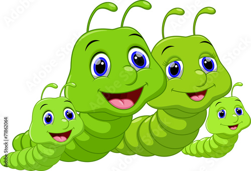 Cute family worm cartoon