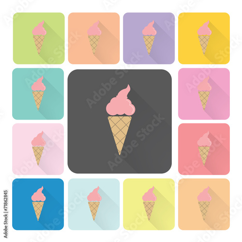 Ice Cream Icon color set vector illustration