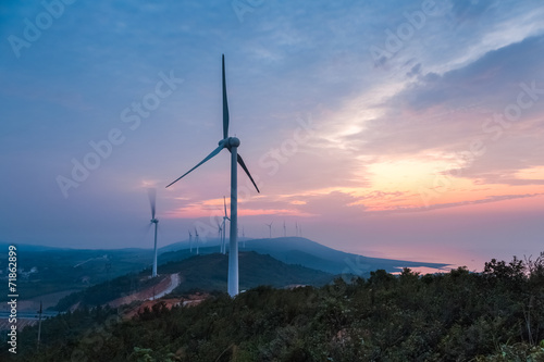 wind farm in sunrise