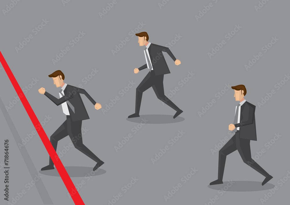 Businessman Running to Finish Line Vector Illustration Businessman Running to Finish Line Vector Illustration