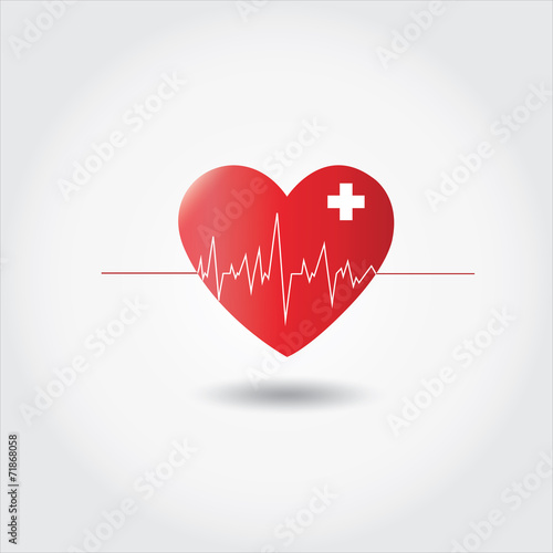 Heart beat rate icon with ecg,healthcare, medical vector