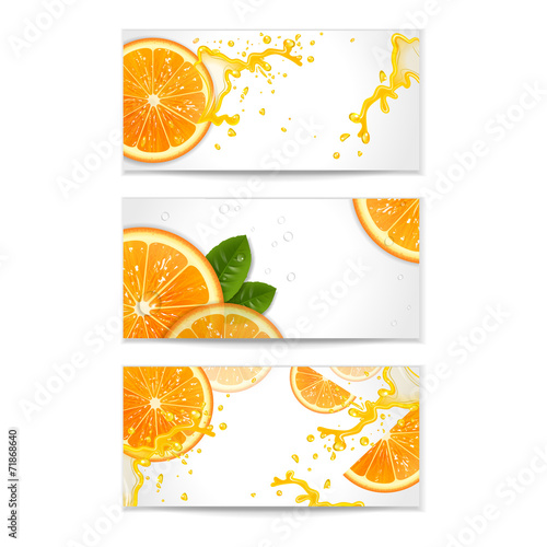 set of banners with oranges