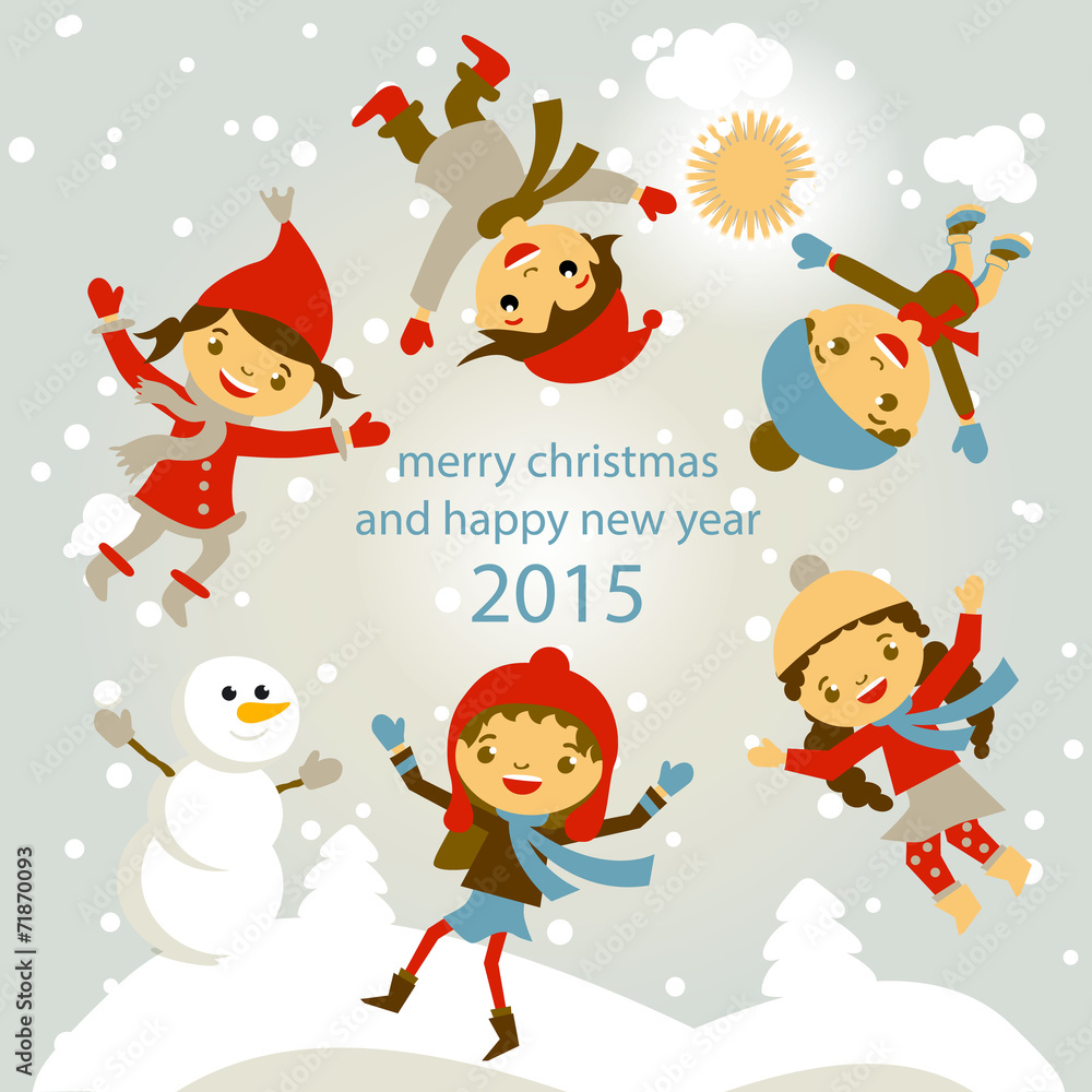 set of characters funny kids winter snow vector 2015 set of characters funny kids winter snow vector 2015