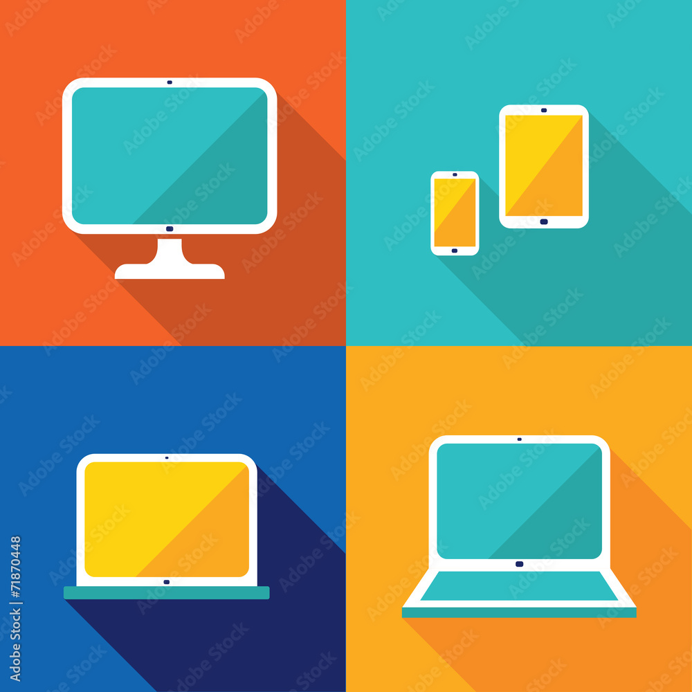 Gadgets set:computer,laptop, tablet,mobile phone Gadgets set:computer,laptop, tablet,mobile phone