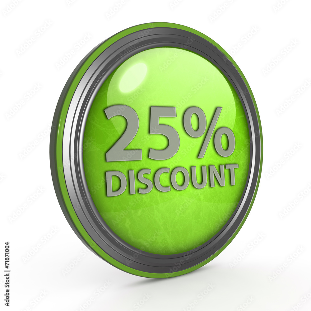 Discount 25 circular icon on white background Discount 25 circular icon on white background