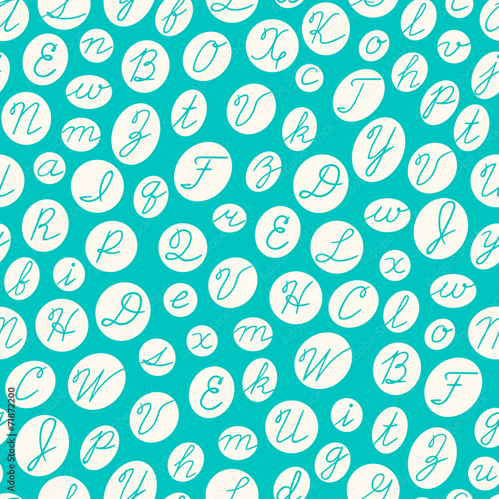Seamless pattern with English cursive letters. Seamless pattern with English cursive letters.