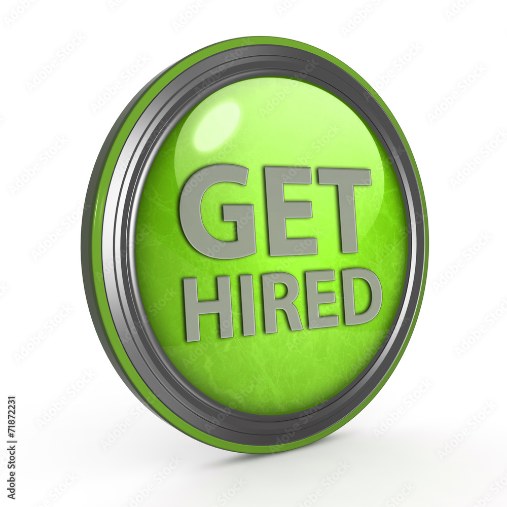 Get hired circular icon on white background Get hired circular icon on white background