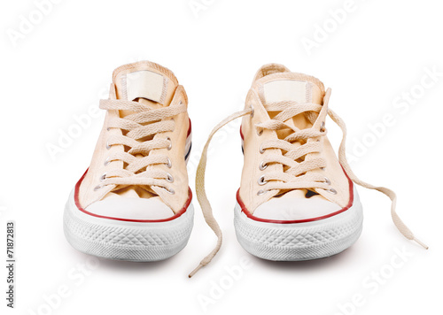 vintage shoes on white background