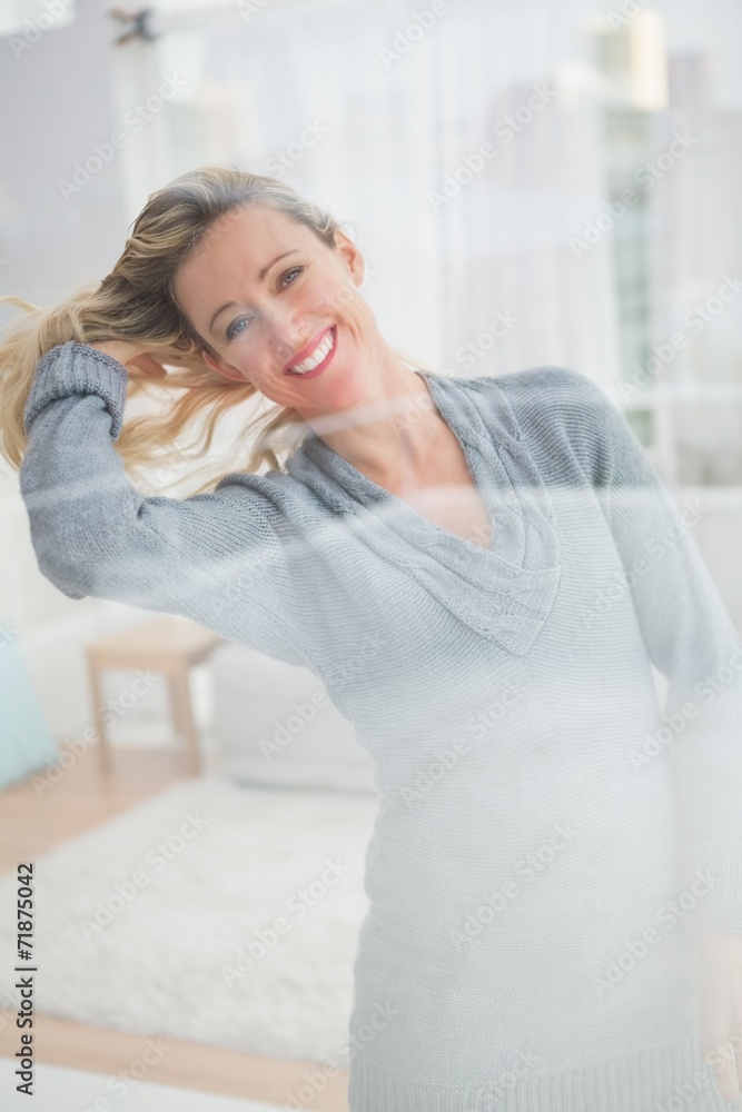 Portrait of happy casual woman with blonde hair Portrait of happy casual woman with blonde hair
