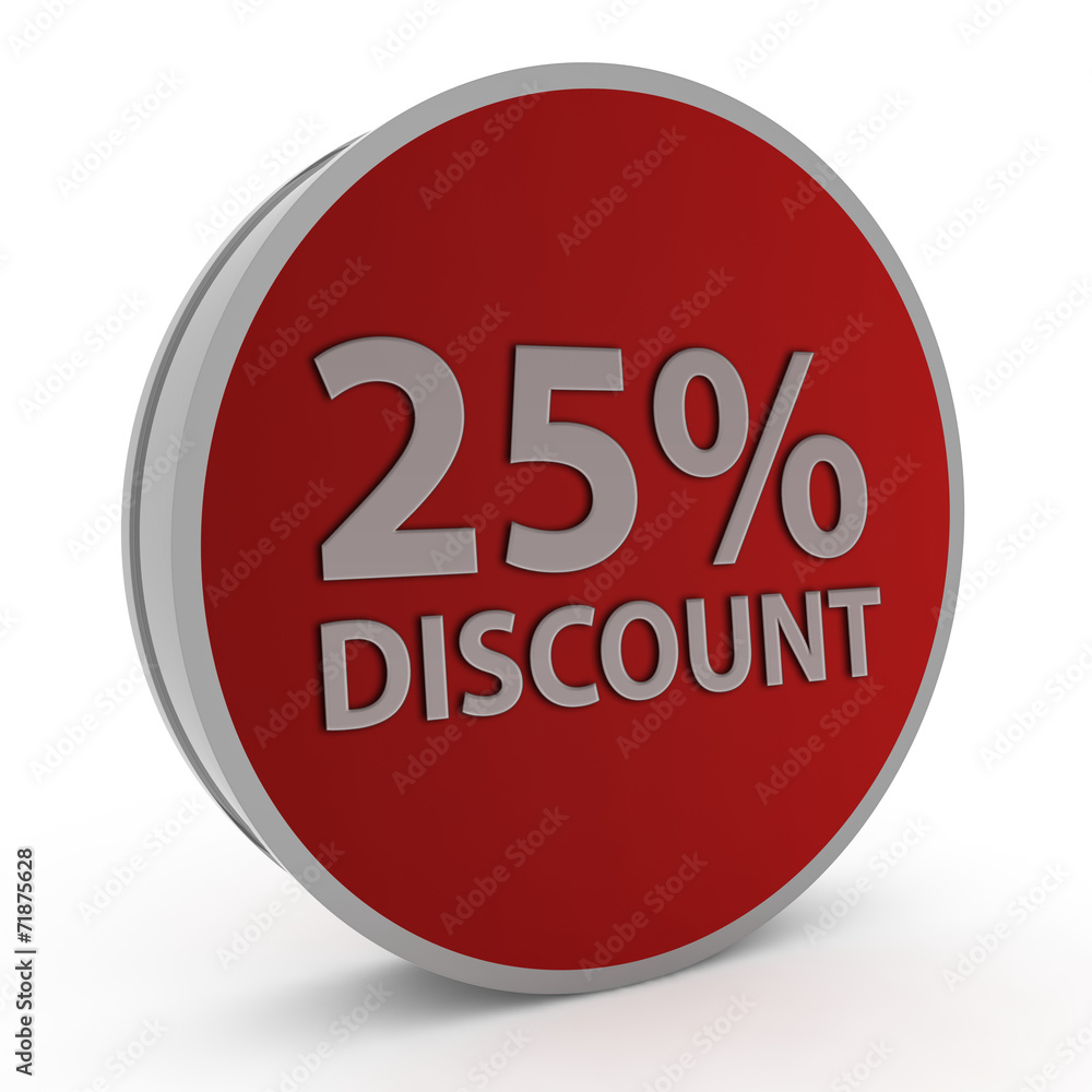 Discount 25 circular icon on white background Discount 25 circular icon on white background