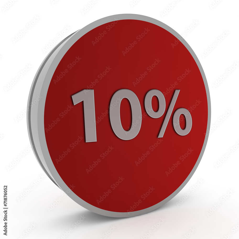 Ten percent circular icon on white background Ten percent circular icon on white background