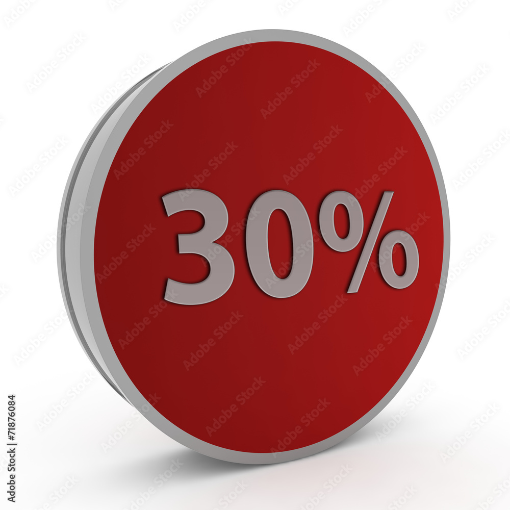 Thirty percent circular icon on white background Thirty percent circular icon on white background