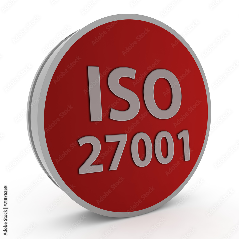 Iso 27001 circular icon on white background Iso 27001 circular icon on white background