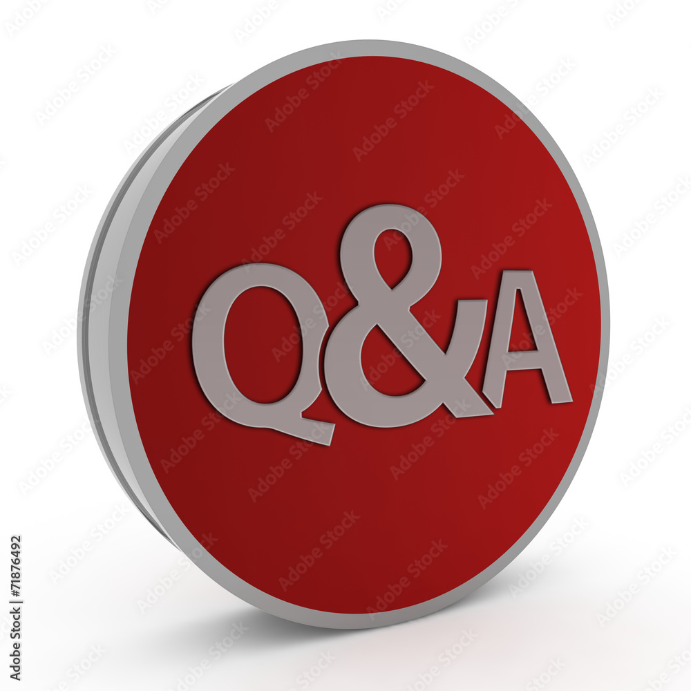Q&A circular icon on white background Q&A circular icon on white background