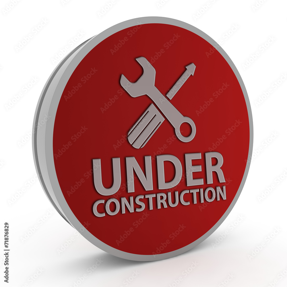 Under construction circular icon on white background Under construction circular icon on white background