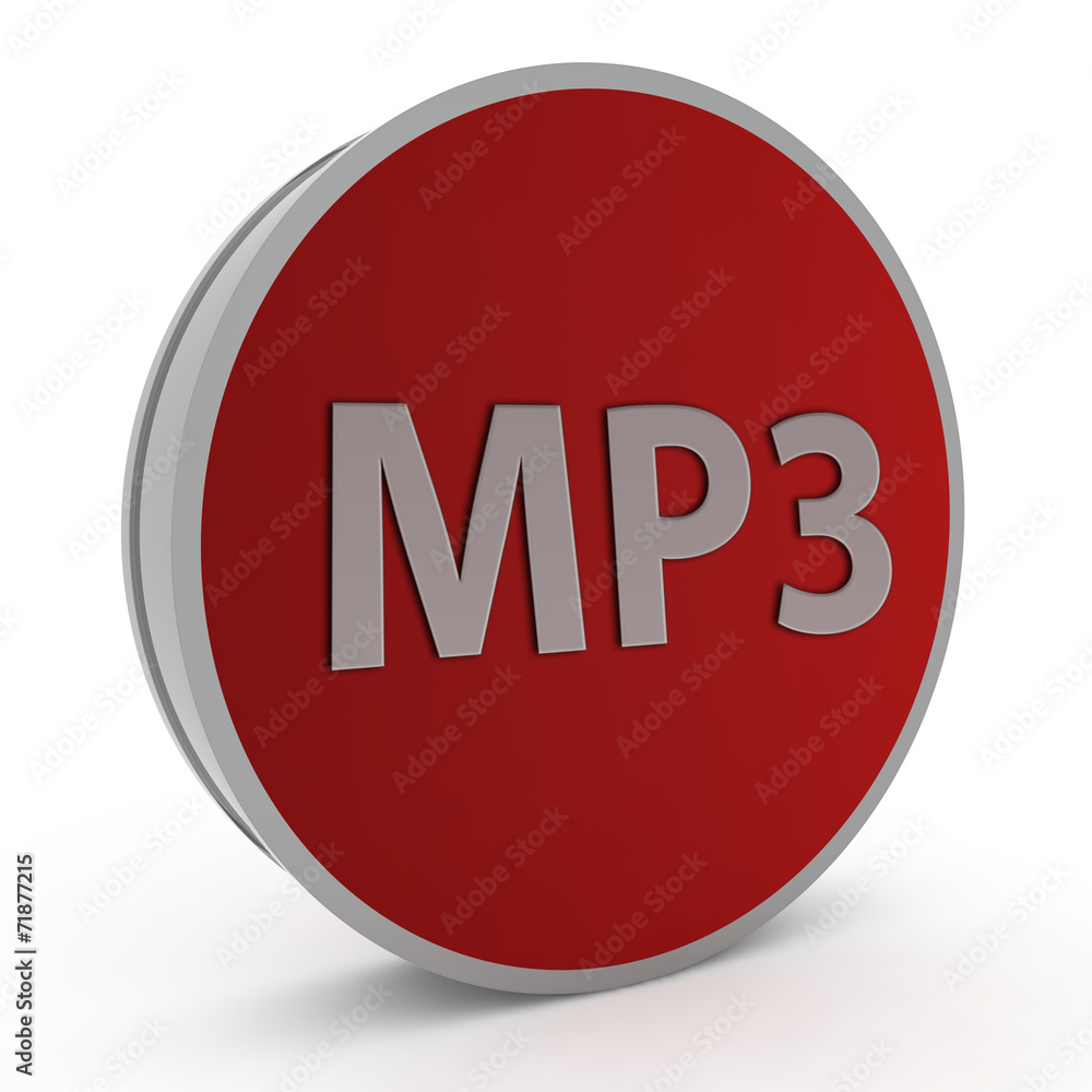 MP3 circular icon on white background MP3 circular icon on white background