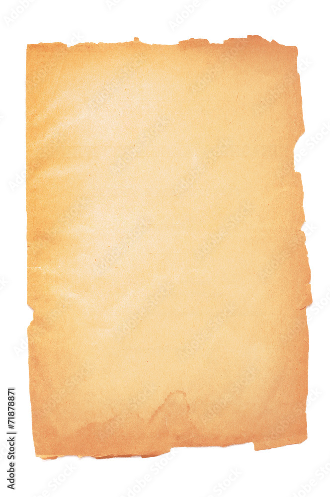 Yellow page of the old book on white background Yellow page of the old book on white background