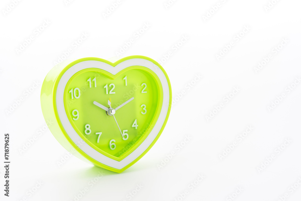 Heart green clock isolated on white background Heart green clock isolated on white background