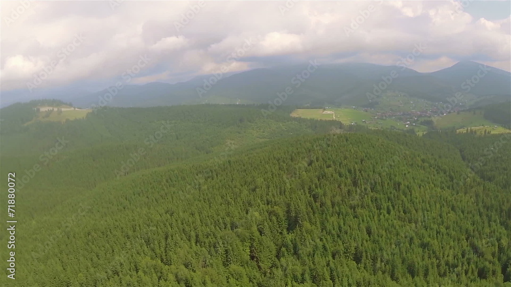 Panorama of mountains in wood .Aerial shot Panorama of mountains in wood .Aerial shot