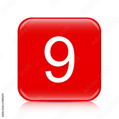 Red 9 button, icon