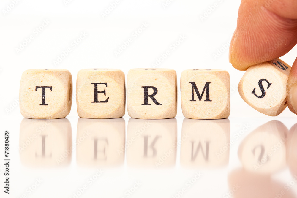 Terms, spelled with dice letters Stock Photo Adobe Stock