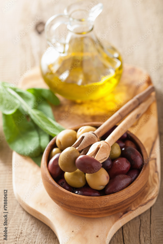 black and green marinated olives oil sage leaf black and green marinated olives oil sage leaf