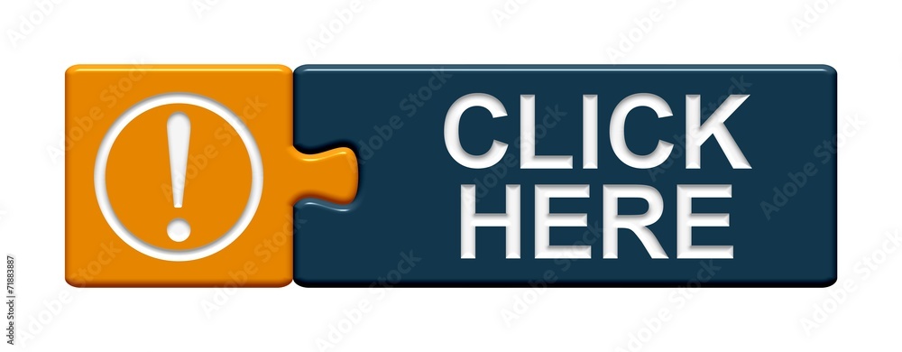 Puzzle Button orange blau: Click here Puzzle Button orange blau: Click here