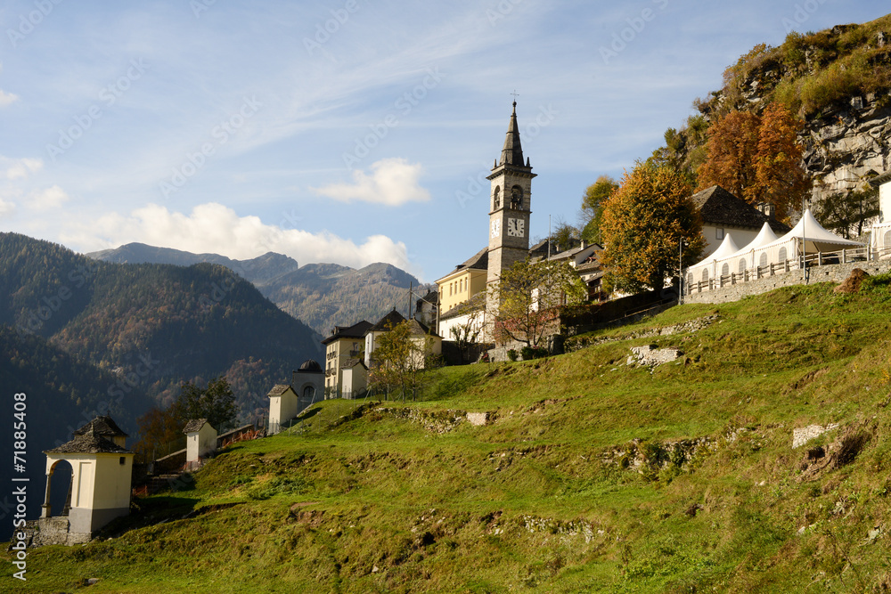 The rural village of Comologno on Onsernone valley