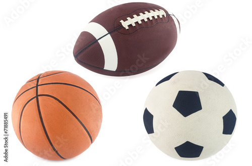 Football, basketball and rugby ball