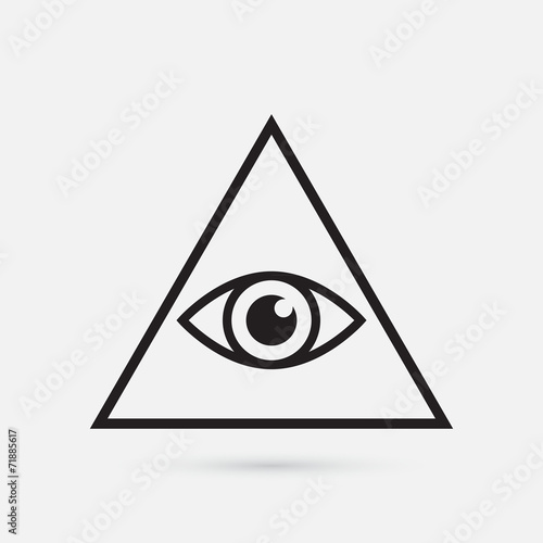 All seeing eye symbol, simple triangle, vector illustration