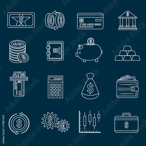 Money finance icons outline