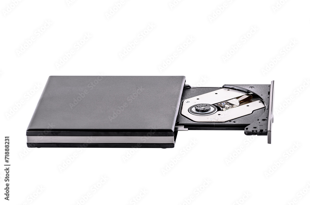 Portable slim external CD DVD burner writer isolated on white foto de Stock  | Adobe Stock