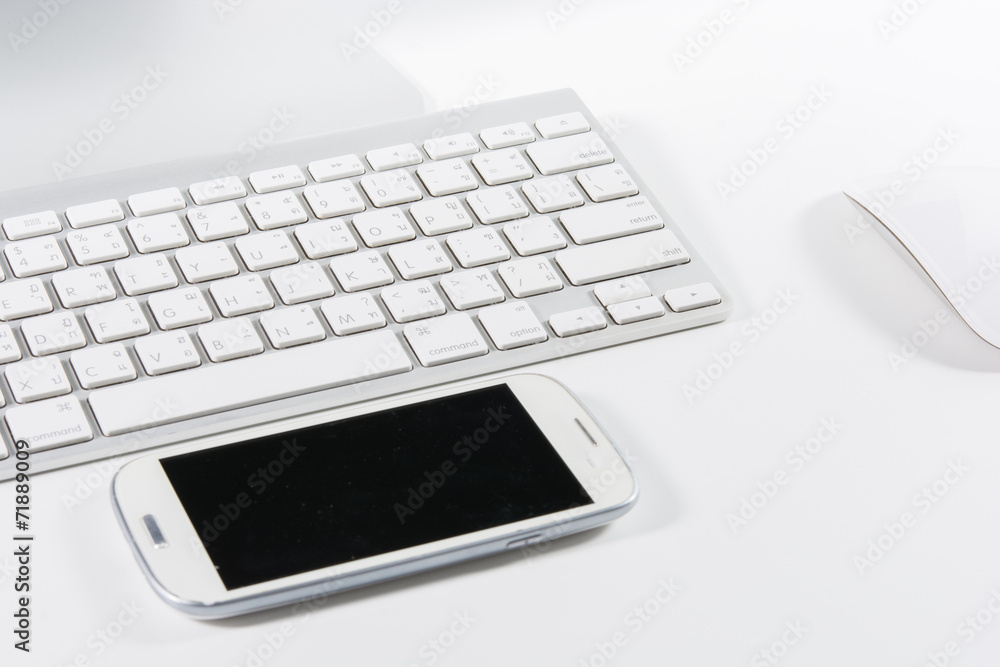 Keyboard mouse and smartphone isolated Keyboard mouse and smartphone isolated