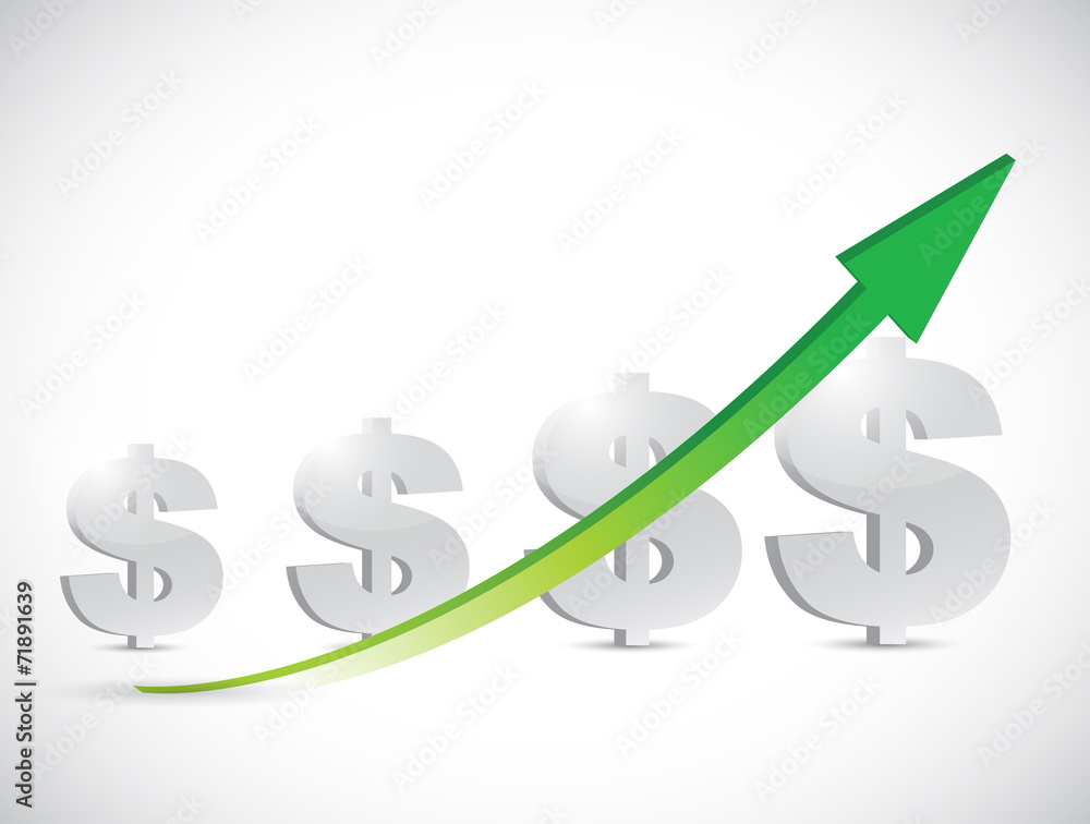 dollar signs and up arrow illustration dollar signs and up arrow illustration