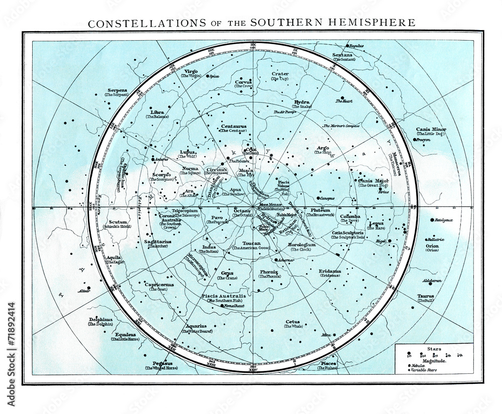 Constellation Southern Hemisphere circa 1895 Constellation Southern Hemisphere circa 1895