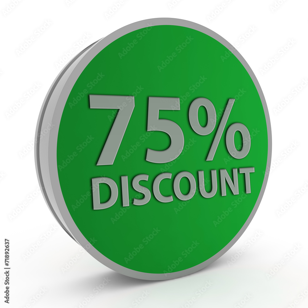 Discount 75 circular icon on white background Discount 75 circular icon on white background