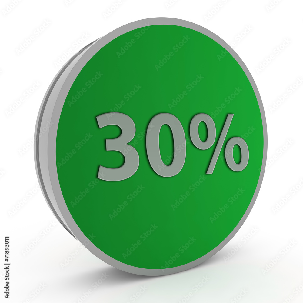 Thirty percent circular icon on white background Thirty percent circular icon on white background