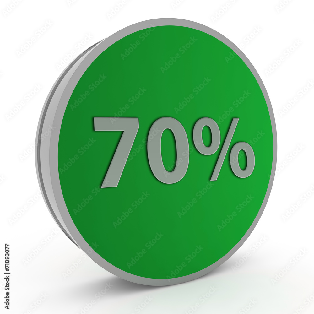 Seventy percent circular icon on white background Seventy percent circular icon on white background