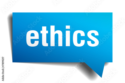 ethics blue 3d realistic paper speech bubble