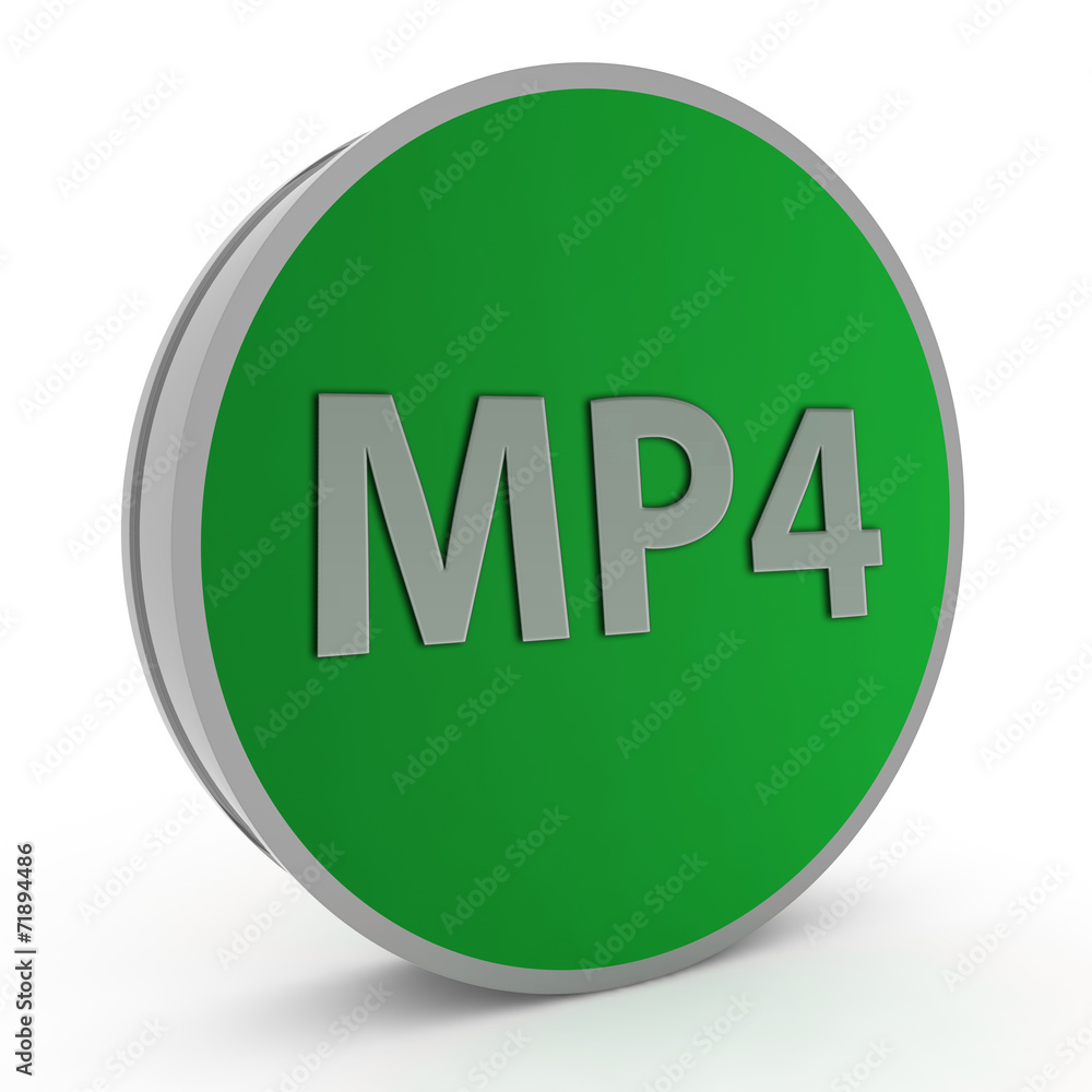 MP4 circular icon on white background MP4 circular icon on white background
