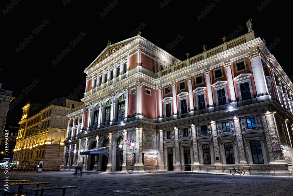 Austria, Vienna, concert hall, night view