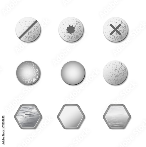 Set of metal screws and bolts