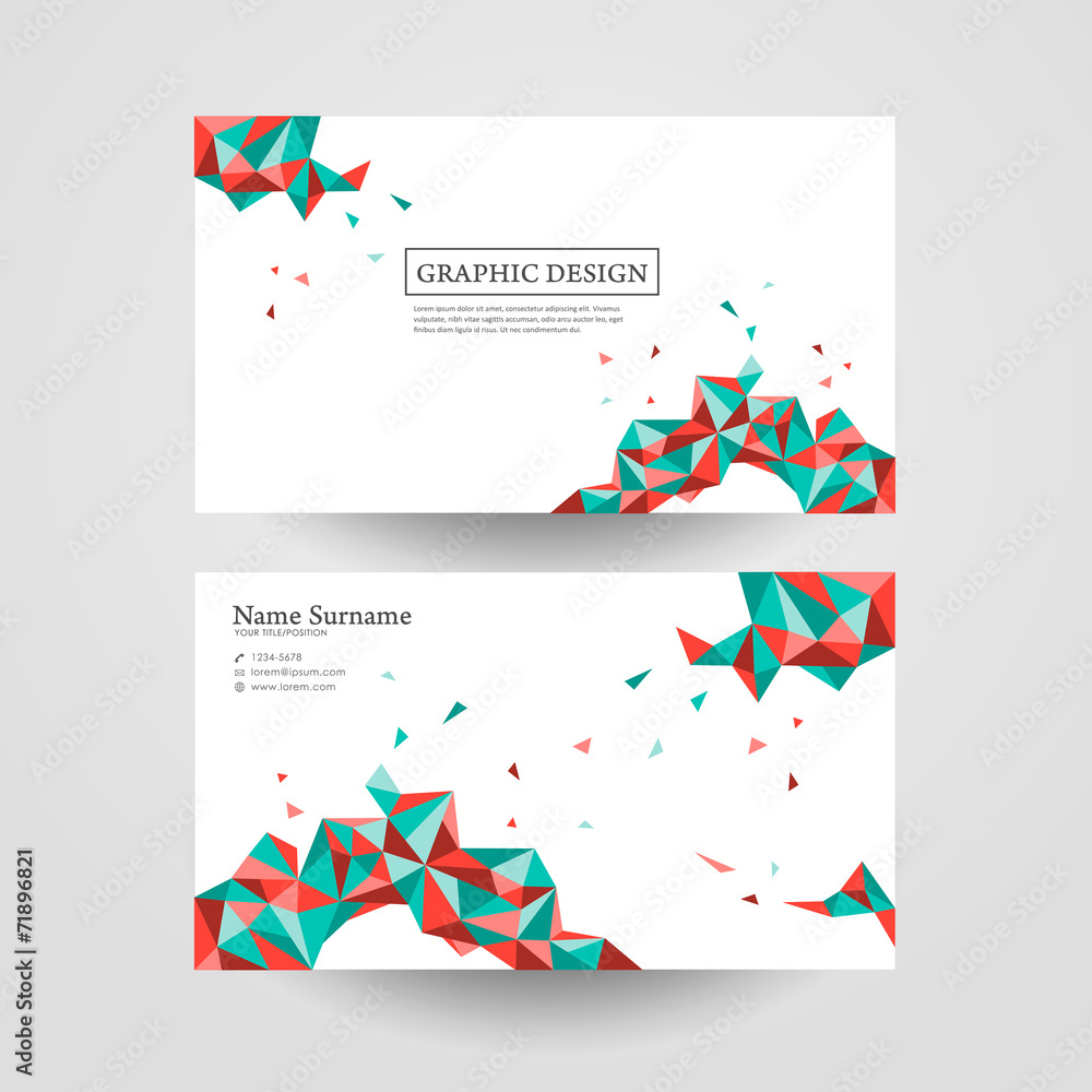 geometric colorful triangles design for business card