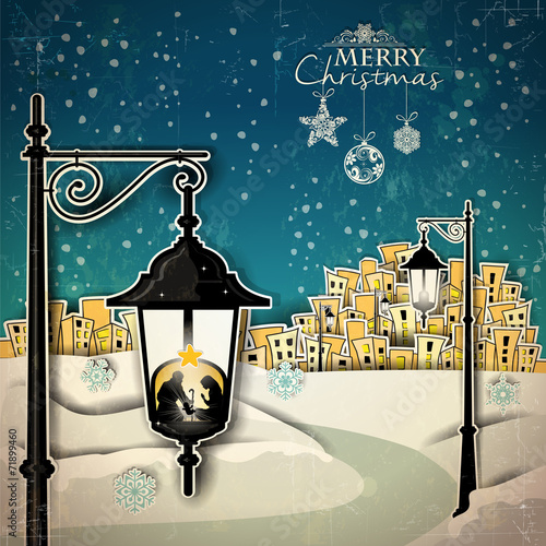 Nativity in to a lamppost