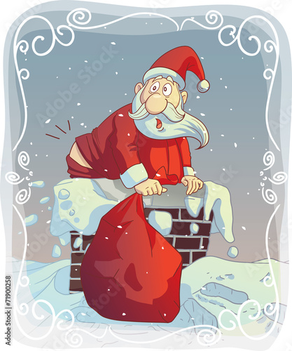 Overweight Santa Stuck in the Chimney