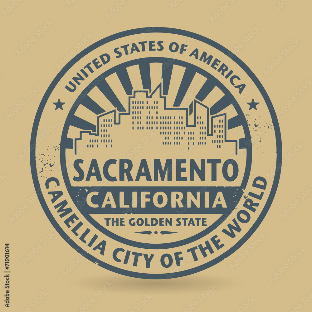 Fototapeta premium Grunge rubber stamp with name of Sacramento, California